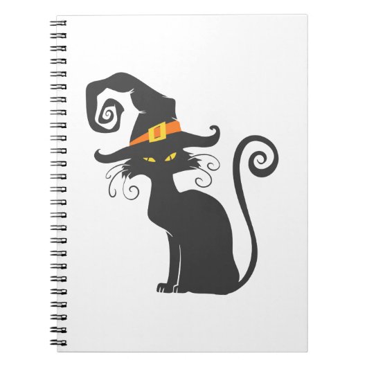 Carnet Chat noir mignon dans un casquette sorcier - Chois (Devant)