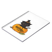 Carnet Chat noir mignon en citrouille avec casquette sorc (Côté gauche)