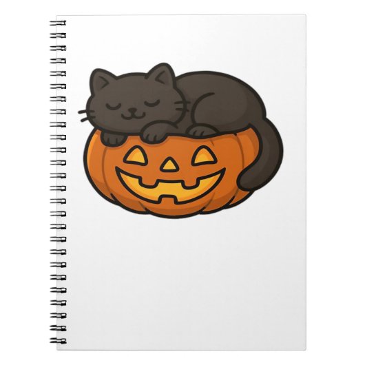 Carnet Chat noir mignon et dormant sur un Essen d'Hallowe (Devant)