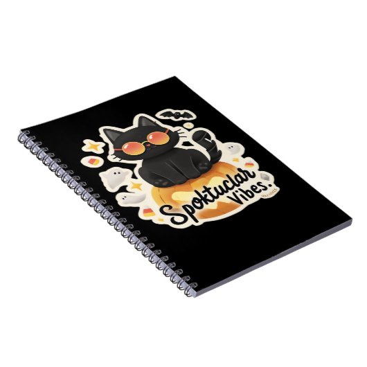 Carnet Chat noir mignon Halloween Citrouille T-shirt surd (Côté Droit)