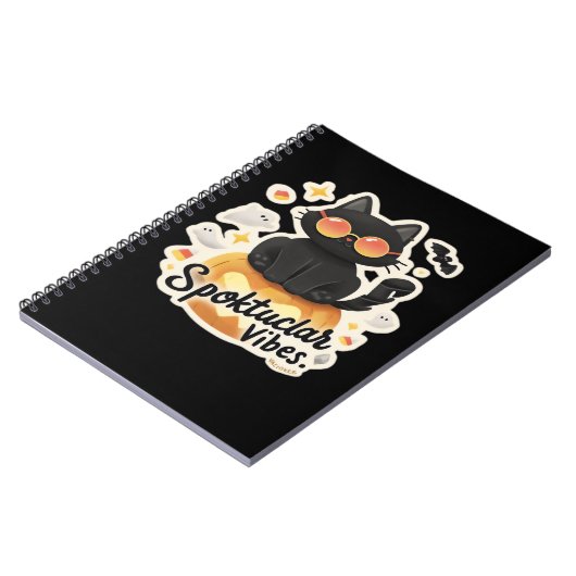 Carnet Chat noir mignon Halloween Citrouille T-shirt surd (Côté gauche)