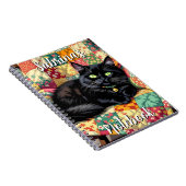 Carnet Chat noir mignon sur chaise à rocher Personnalisé (Côté Droit)