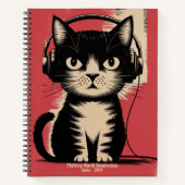 Carnet Chat Noir Rétro, Complotant la Domination Mondiale (Devant)