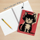 Carnet Chat Noir Rétro, Génie au Travail & Nom,Drôle
