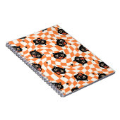 Carnet Chat noir rétro Motif chèque orange (Côté Droit)
