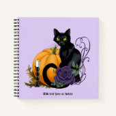 Carnet Chat noir Rose pourpre Citrouille Citrouille (Devant)