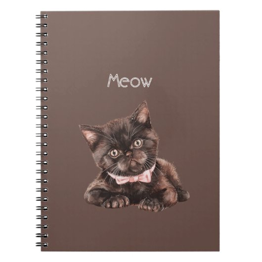 Carnet Chat Noir Ruban Rose (Devant)