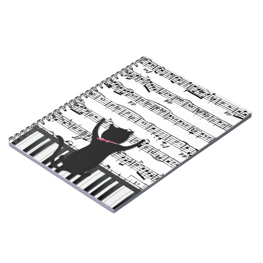 Carnet Chat Noir Sur Touches De Piano (Côté gauche)