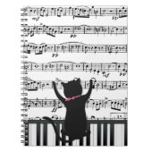 Carnet Chat Noir Sur Touches De Piano (Devant)