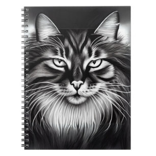 Carnet Chat norvégien en noir et blanc