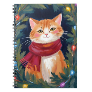 Carnet Chat orange de Noël animal festif