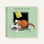 Carnet Chat Orange Drôle Ordinateur Portable Vert Travail (Devant)