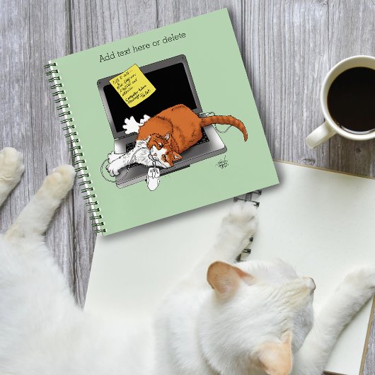 Carnet Chat Orange Drôle Ordinateur Portable Vert Travail
