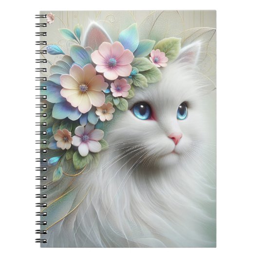 Carnet Chat Perse Avec Laurel Floral (Devant)