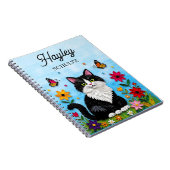 Carnet Chat personnalisé, Fleurs et Papillons (Côté Droit)