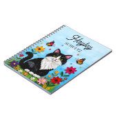 Carnet Chat personnalisé, Fleurs et Papillons (Côté gauche)