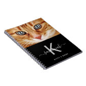 Carnet Chat photo personnalisée noir blanc monogramme (Côté Droit)