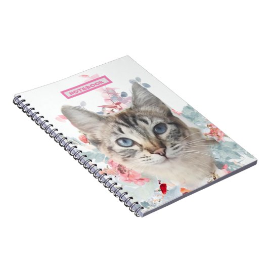 Carnet Chat Ragdoll "Kitty Fuzz Butt" Fleurs blanches et (Côté Droit)