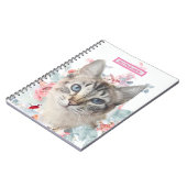 Carnet Chat Ragdoll "Kitty Fuzz Butt" Fleurs blanches et (Côté gauche)