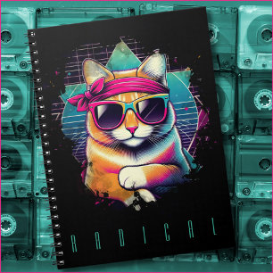 Carnet Chat Rétro Radical avec Bandana et Lunettes de Sol