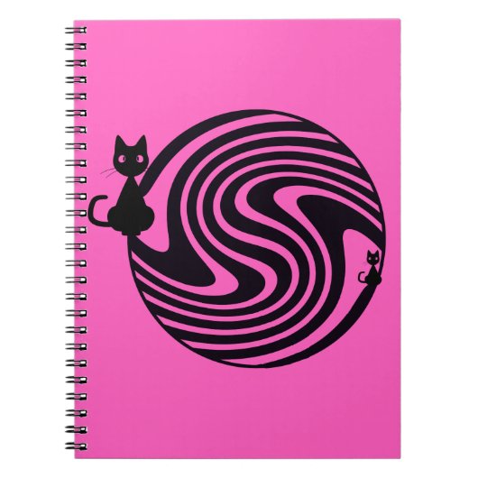 Carnet Chat Rétro - Tourbillon Psychedélique Rose (Devant)