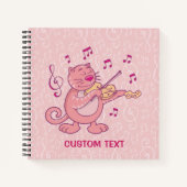 Carnet Chat rose avec violon (Devant)