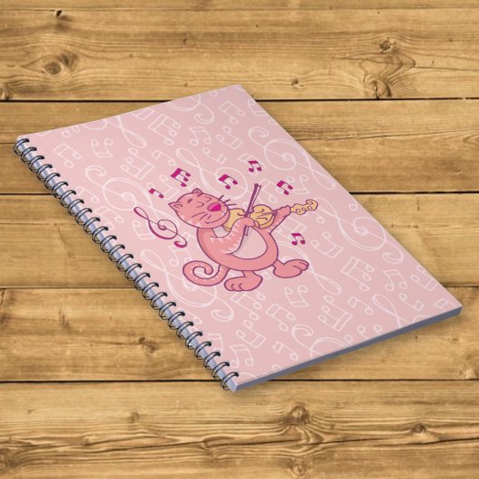 Carnet Chat rose avec violon
