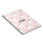 Carnet Chat Rose Mignon Nom Personnalisé École (Côté Droit)