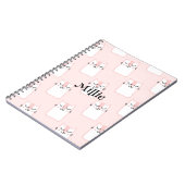 Carnet Chat Rose Mignon Nom Personnalisé École (Côté gauche)