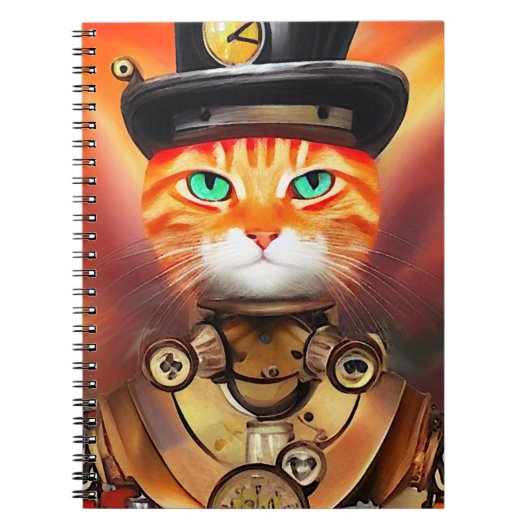 Carnet Chat roux tigré Steam Punk (Devant)