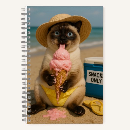 Carnet Chat siamois à la plage (Recto)