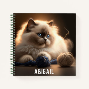 Carnet Chat siamois adorable avec des pelotes de fil