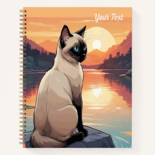 Carnet Chat siamois au bord d'un lac