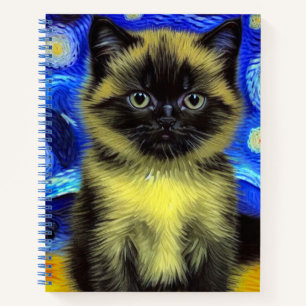 Carnet Chat siamois Nuit étoilée de Van Gogh