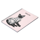 Carnet Chat siamois rose blush blanc (Côté gauche)