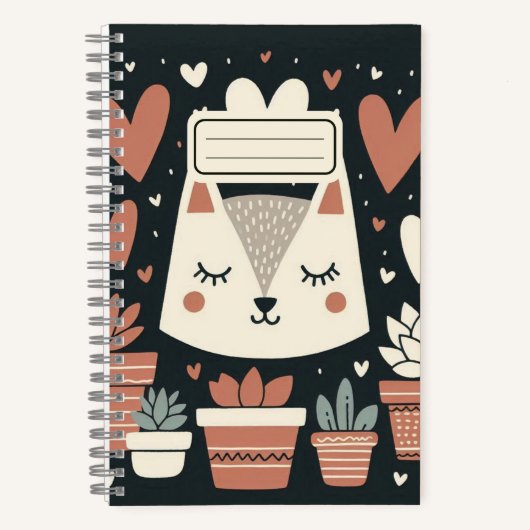 Carnet Chat Sleepy avec Succulents - Cosy & Whimsical (Recto)