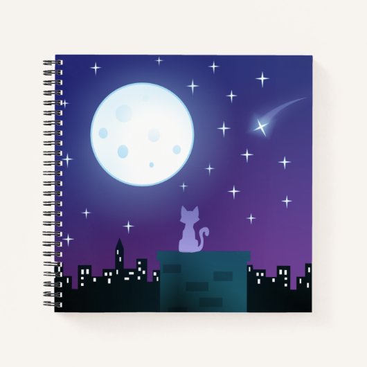 Carnet Chat Sous Le Feu Lune (Devant)