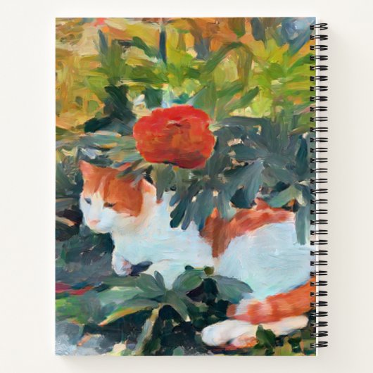 Carnet chat sous un buisson à fleurs A.I. amélioré (Dos)