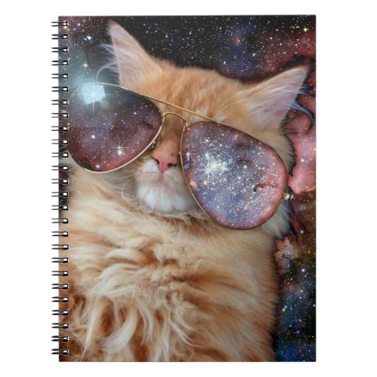 Carnet Chat spatial portant des lunettes de soleil (Devant)