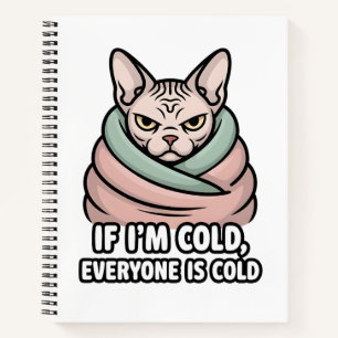 Carnet Chat Sphynx Grincheux Art Cartoonique Humour Froid