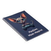 Carnet Chat Sphynx tenant une manette de jeu (Côté Droit)