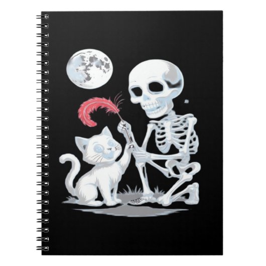 Carnet Chat squelette Halloween drôle mignon effrayant es (Devant)