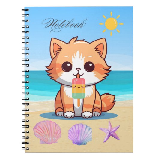 Carnet Chat sur la plage (Devant)