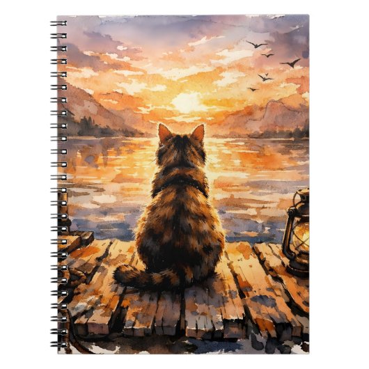 Carnet Chat sur le quai au coucher du soleil (Devant)