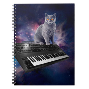 Carnet Chat sur synthétiseur dans l'espace