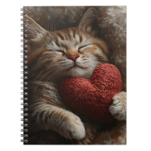 CHAT TABBY ENDORMI MIGNON AVEC OREILLER EN FORME D