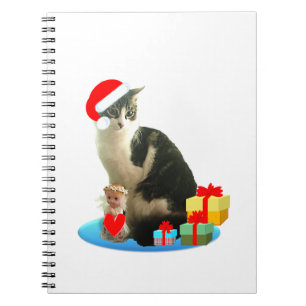 Carnet chat tigré de Noël et joli petit ange