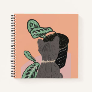 Carnet Chat tigré gris Plantes 