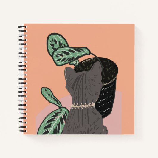 Carnet Chat tigré gris Plantes (Devant)