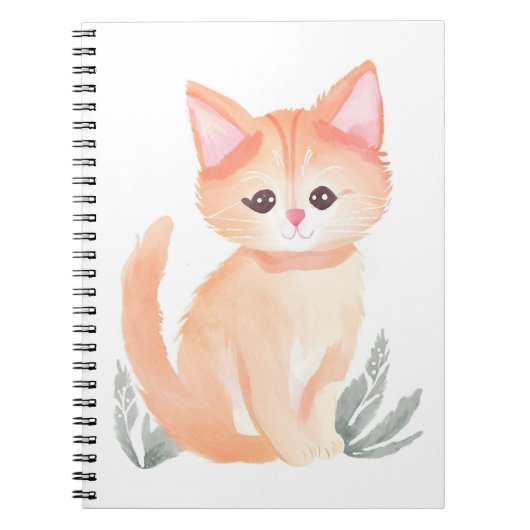 Carnet Chat tigré orange aquarelle chaton (Devant)
